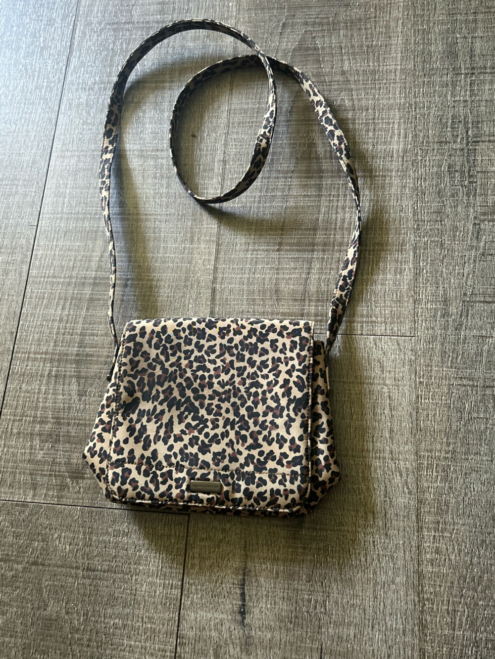 Leopard Print Crossbody Shoulder Bag - Tan/Black